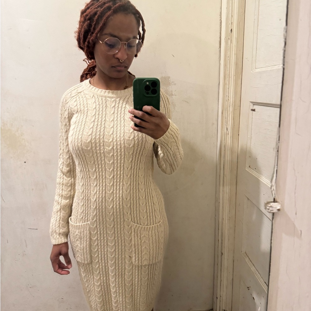 Beige sweater dress